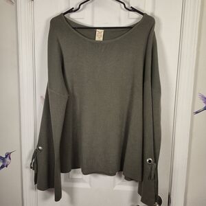 ​Faded Glory Olive Knit Bell Sleeve Sweater Plus Size XXL